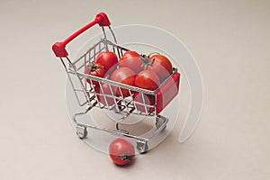 Image of small tomatoes in a food trolley