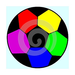 Image with a soccer ball in a rainbow colors.