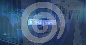 Image of social media data processing over computer servers