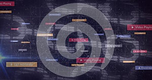 Image of social media icons on banners over online security chains