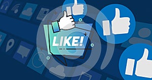 Image of social media like icons over blue background