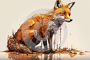 Image of soiled fox. Wildlife Animals. Illustration. Generative AI