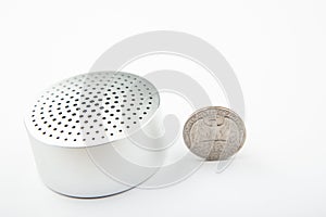 Image of sound speaker coin white background