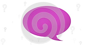 Image of speech bubble over question marks on white background