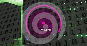 Image of speedometer over data processing