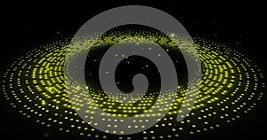 Image of spinning yellow glowing circles on black background