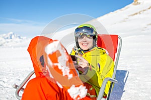 Image of sports man looking to side in mask and helmet