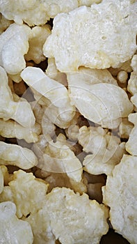 stack of the chinese delicacy dried fish bladder.