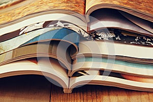 Image stack of printed magazines