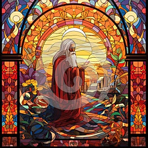 image of stained glass with a religious image