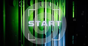 Image of start text and data processing over computer servers