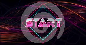 Image of start text over neon pattern background