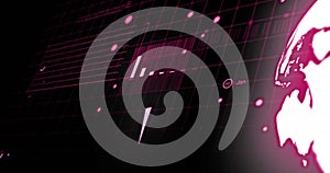 Image of statistical data processing over grid network against black background