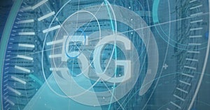 Image of statistics and data processing on grey background