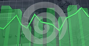 Image of statistics and data processing on grey background