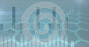 Image of statistics and data processing on grey background