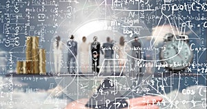 Image of statistics and data processing on grey background