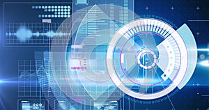 Image of statistics and data processing on grey background