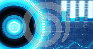 Image of statistics and data processing on grey background