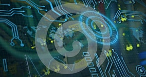 Image of statistics and data processing on grey background