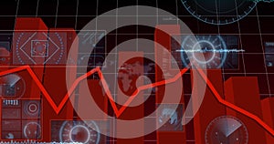 Image of statistics and data processing on grey background