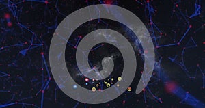 Image of statistics and data processing on grey background