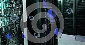 Image of statistics and data processing over computer servers