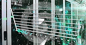 Image of statistics and data processing over computer servers