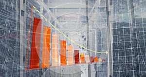 Image of statistics and data processing over computer servers