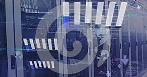 Image of statistics and data processing over computer servers