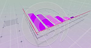 Image of statistics and data processing over grey background
