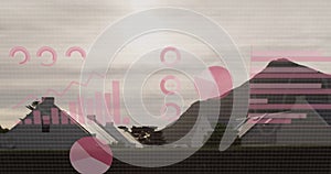 Image of statistics and data processing over house