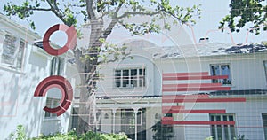 Image of statistics and data processing over house