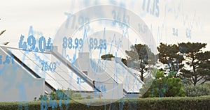 Image of statistics and data processing over house