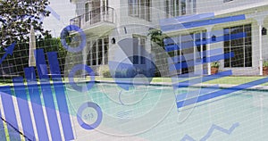 Image of statistics and data processing over house