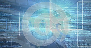 Image of statistics and data processing over rugby player in sports stadium