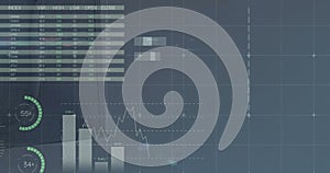 Image of statistics and data processing over stock market on screen