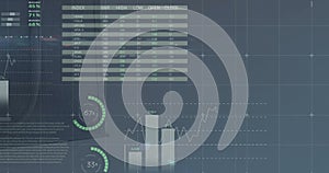 Image of statistics and data processing over stock market on screen