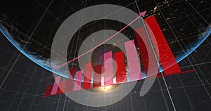 Image of statistics and digital data processing over globe