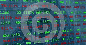 Image of statistics and financial data processing over computer servers