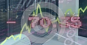 Image of statistics and financial data processing over computer servers