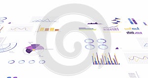 Image of statistics and financial data processing over white background