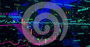 Image of statistics and financial data financial data financial data processing over world map