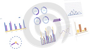 Image of statistics, graphs and financial data processing over white background