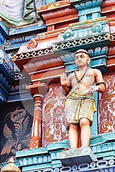 Image of statues on Hindu temple gopura tower. HinduTemple,che