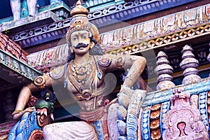 Image of statues on Hindu temple gopura tower. HinduTemple,che