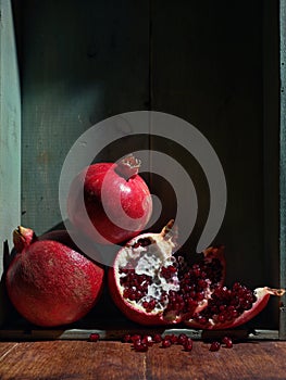 Image of Still Life with Pomegranates. Painting stylised photograph