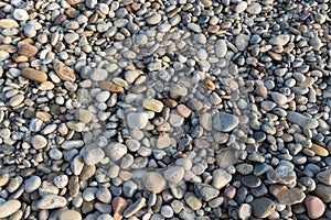 stones of various sizes on the seashore photo