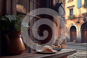 Image of street cafe early morning