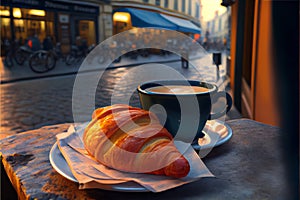 Image of street cafe early morning